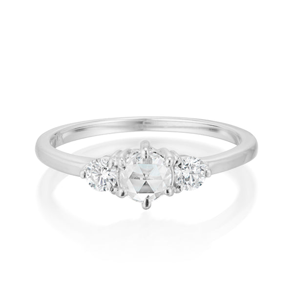 Tidals Ring with White Rose Cut and Brilliant Cut Diamonds