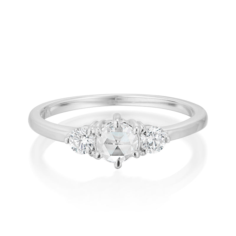 Tidals Ring with White Rose Cut and Brilliant Cut Diamonds