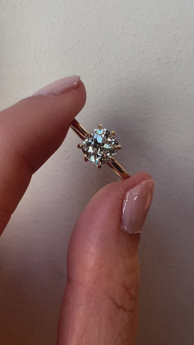 Vale Jewelry 1.20 Carat Old Mine Cut Diamond Marlowe Ring Short Video Finger