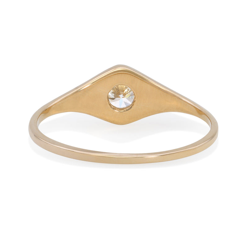 Vale Jewelry Billie Ring with White Diamond in Yellow Gold Back View