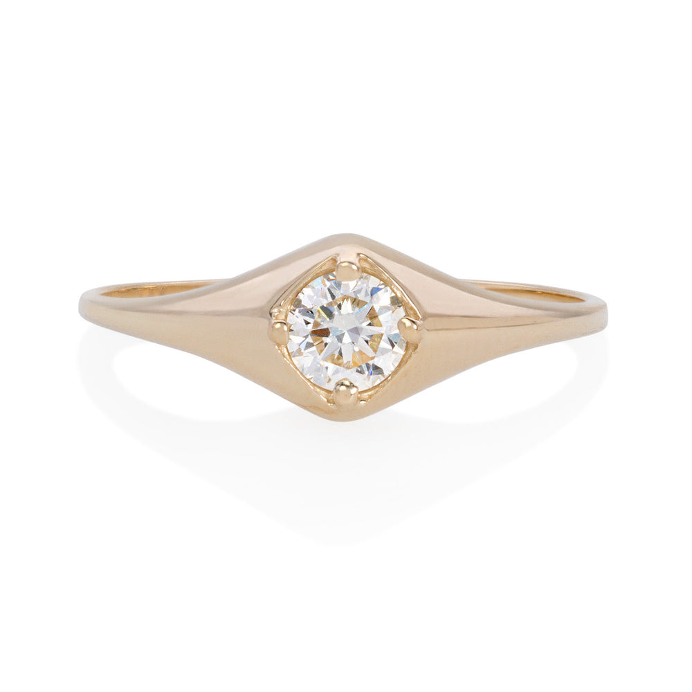 Billie Signet-Style Ring with White Diamond