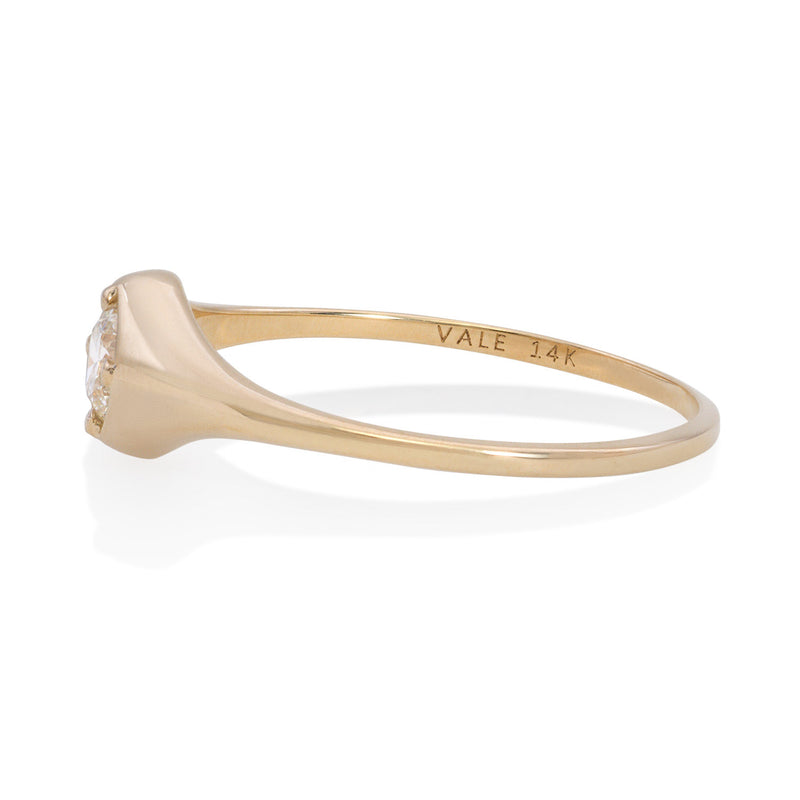 Vale Jewelry Billie Ring with White Diamond in Yellow Gold Side View