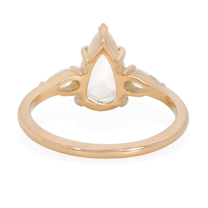 Vale Jewelry 3 Pear Rose Cut Ring 18K Yellow Gold Back View