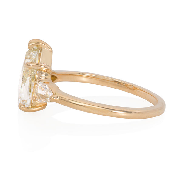 Vale Jewelry 3 Pear Rose Cut Ring 18K Yellow Gold Side View