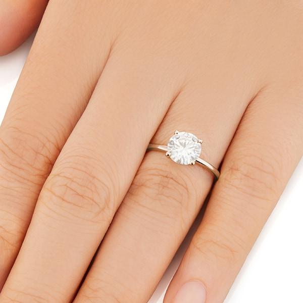 Vale Jewelry Adele Ring with 1.00 Carat Round Brilliant Cut White Diamond in 14 Karat Rose Gold Hand View