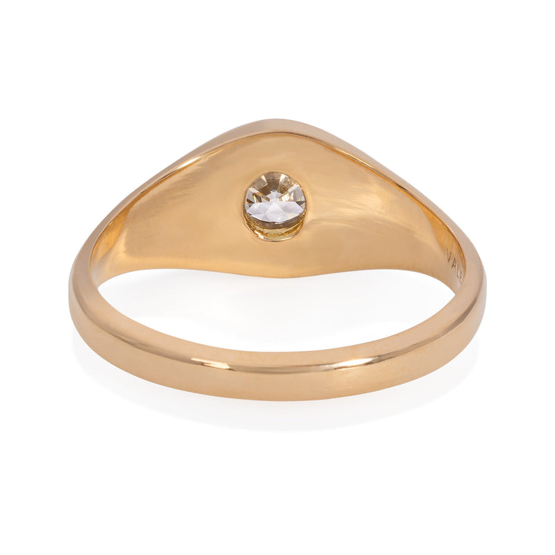 Vale Jewelry Agata Ring with Old European Diamond in 18K Yellow Gold Back View