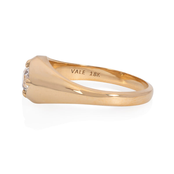 Vale Jewelry Agata Ring with Old European Diamond in 18K Yellow Gold Side View