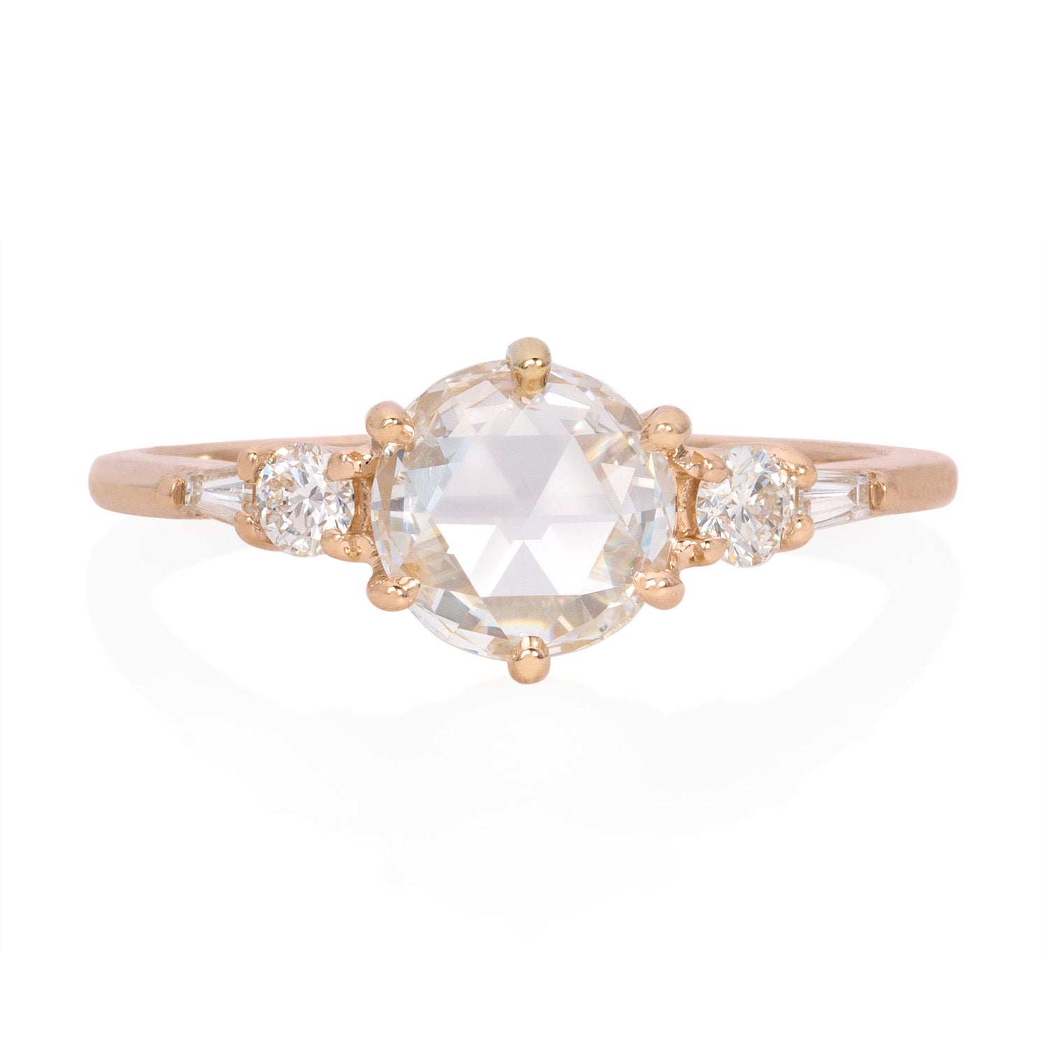 Vale Jewelry Amour Fou Rose Cut Diamond Ring Rose Gold Front View