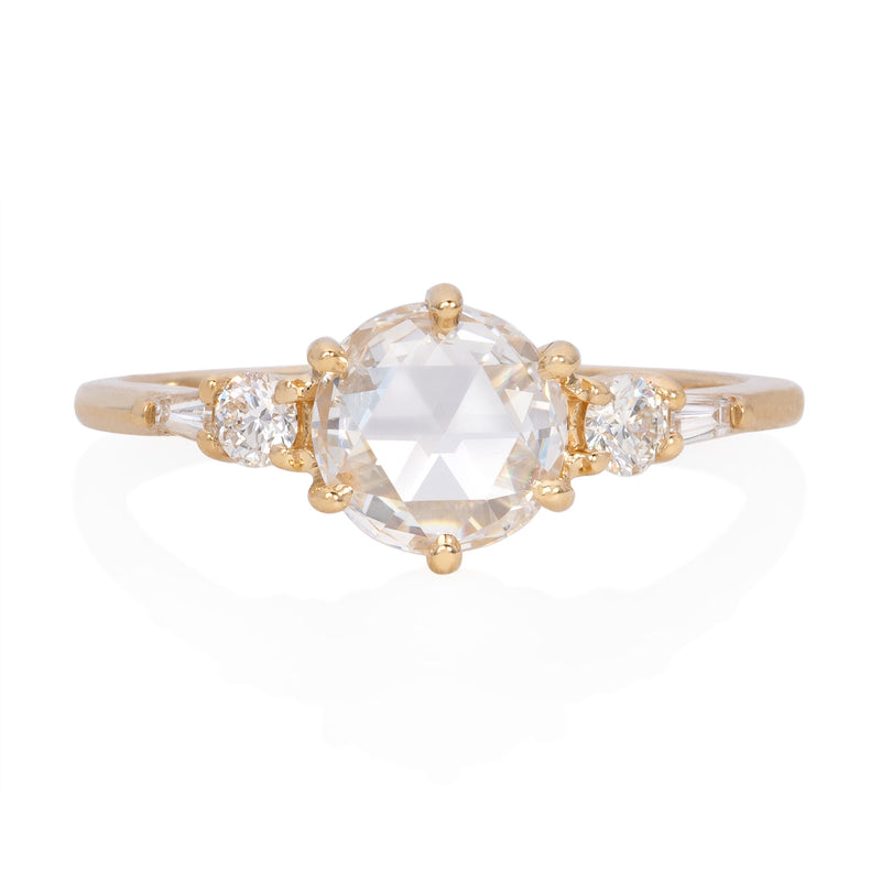 Vale Jewelry Amour Fou Rose Cut Diamond Ring Yellow Gold Front View