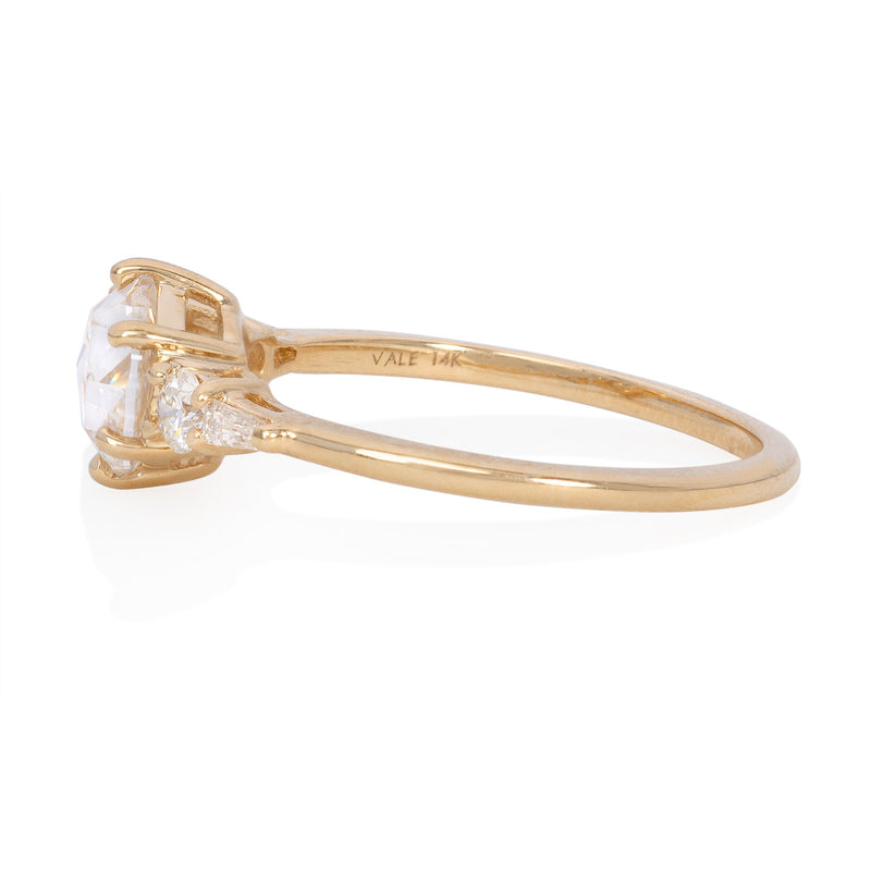 Vale Jewelry Amour Fou Rose Cut Diamond Ring Yellow Gold Side View