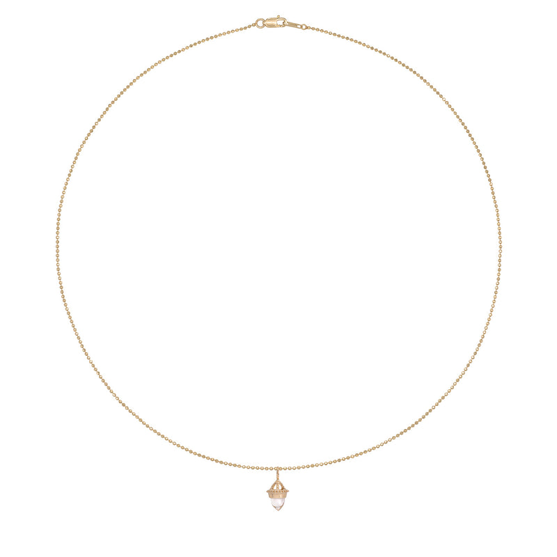 Vale Jewelry Amphora Amulet with Clear Quartz on Faceted Bead Chain in 14 Karat Yellow Gold Full Circle