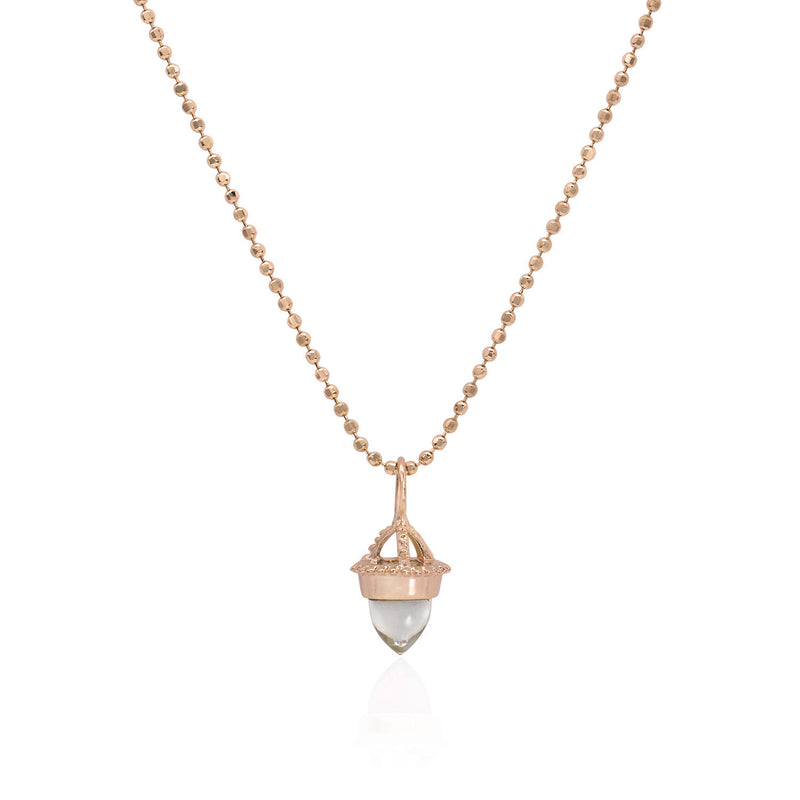 Vale Jewelry Amphora Amulet with Prasiolite on Faceted Bead Chain in 14 Karat Rose Gold Close Up
