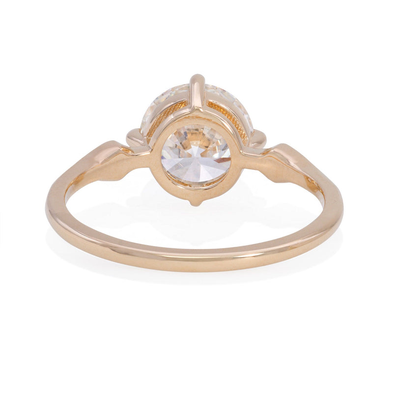 Vale Jewelry Annika Ring with 2.00 Carat Round Brilliant Cut White Diamond and White Diamond Pavé in 14 Karat Yellow Gold Back View