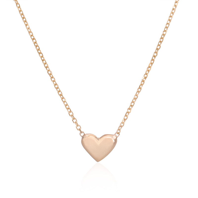 Vale Jewelry Baby Heart Choker Necklace on Diamond Cut Cable Chain in 14 Karat Rose Gold Close Up