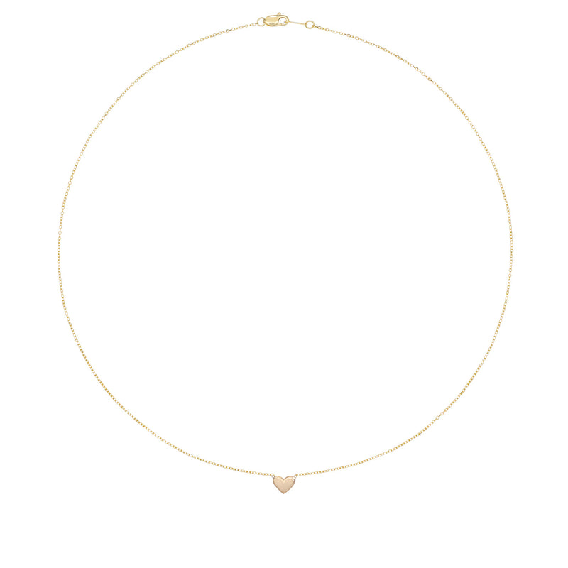Vale Jewelry Baby Heart Choker Necklace on Diamond Cut Cable Chain in 14 Karat Yellow Gold Full Circle