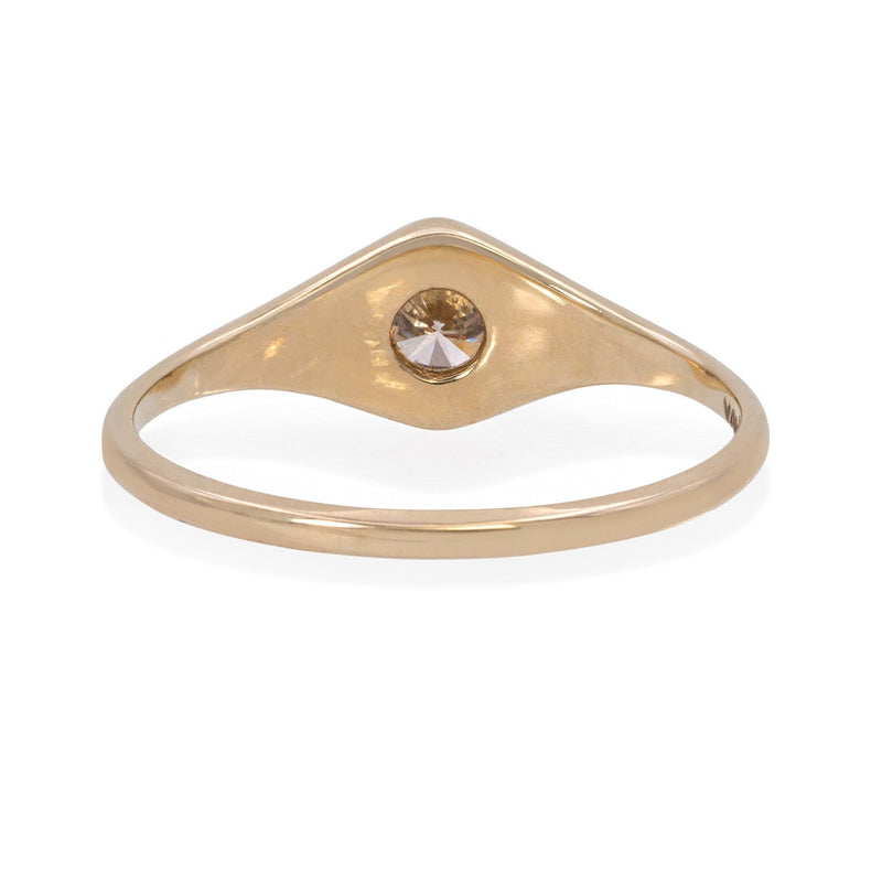 Vale Jewelry Billie Ring with Round Brilliant Cut Champagne Diamond in 14 Karat Yellow Gold Back View