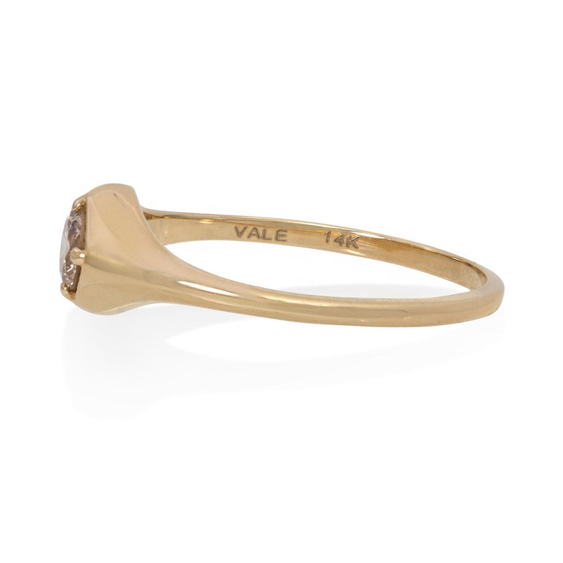 Vale Jewelry Billie Ring with Round Brilliant Cut Champagne Diamond in 14 Karat Yellow Gold Side View