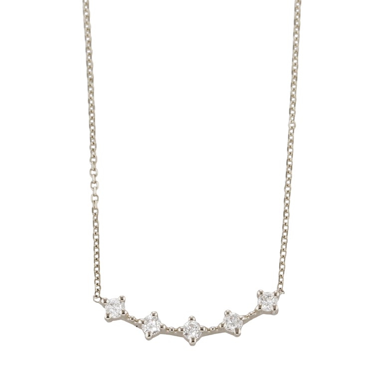 Vale Jewelry Celeste Necklace with White Diamonds in 14 Karat White Gold Close Up