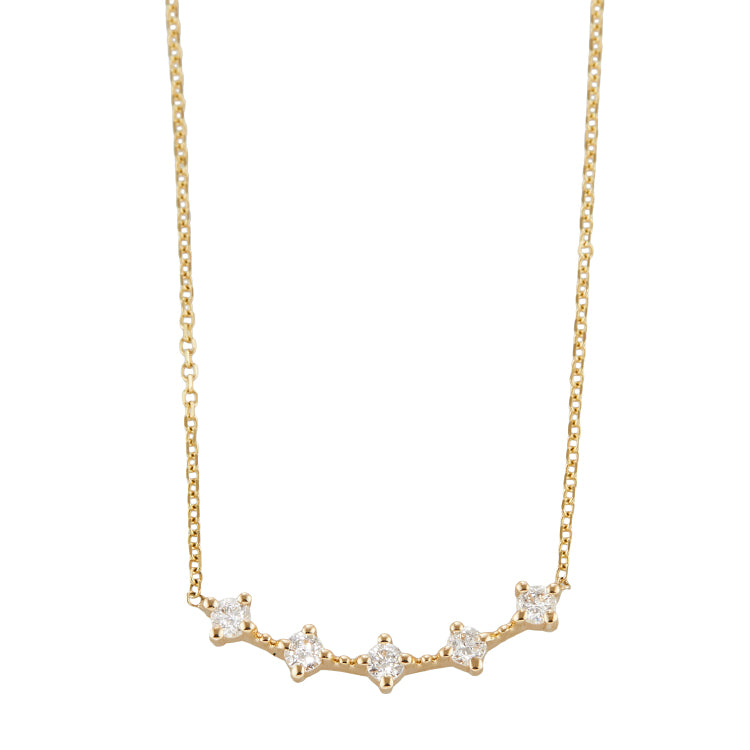 Vale Jewelry Celeste Necklace with White Diamonds in 14 Karat Yellow Gold Close Up