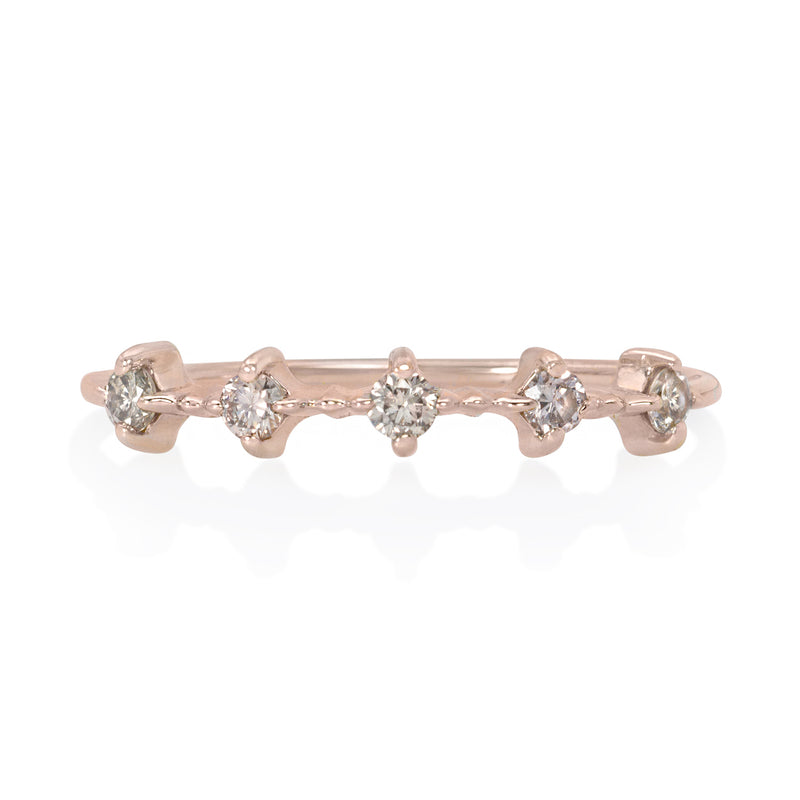 Vale Jewelry Celeste Ring with Champagne Diamonds in 14 Karat Rose Gold Front View