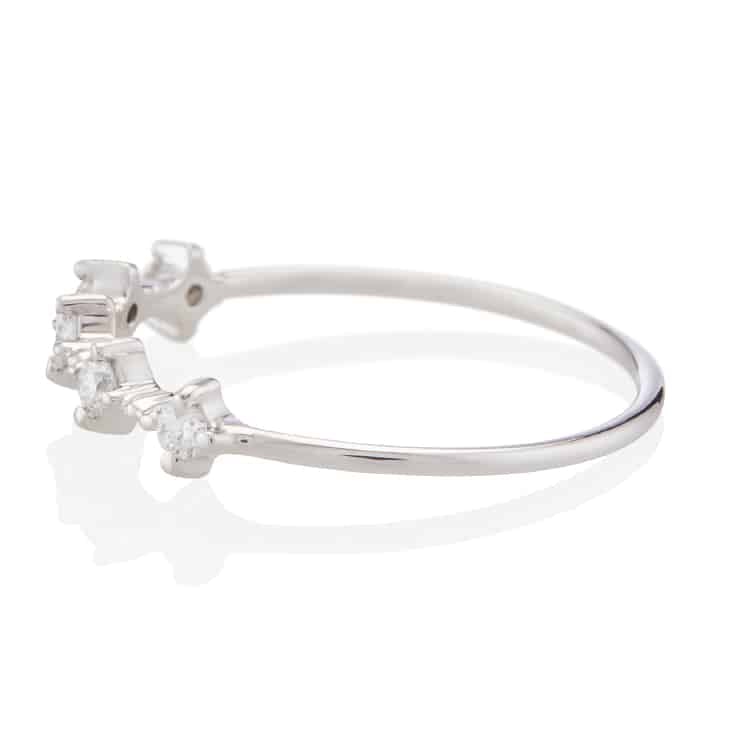 Vale Jewelry Celeste Ring with White Diamonds in 14 Karat White Gold Side View