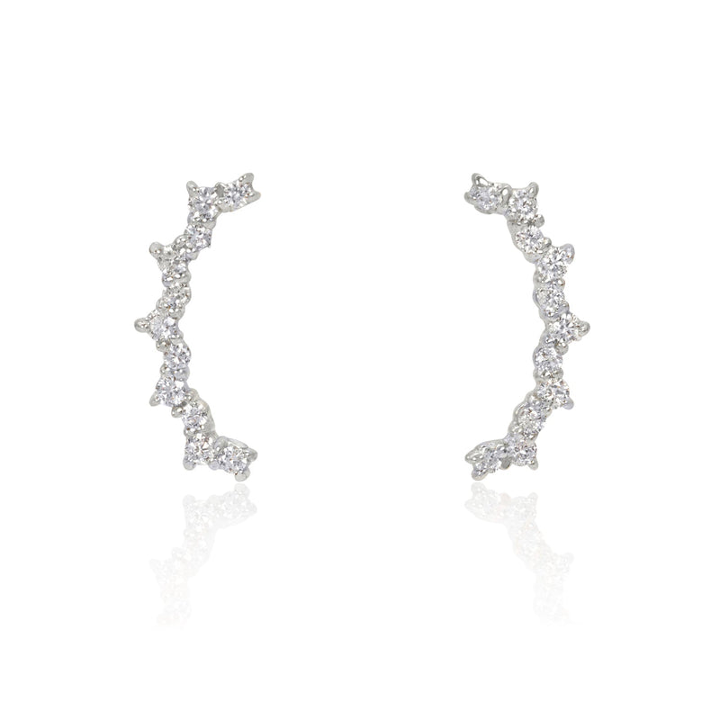 Vale Jewelry Chantilly Earrings with White Diamonds in 14 Karat White Gold Front View