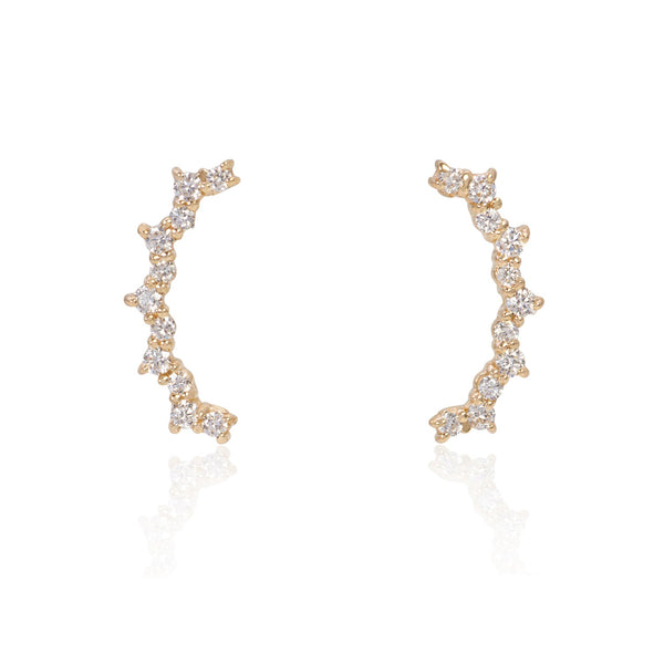 Vale Jewelry Chantilly Earrings with White Diamonds in 14 Karat Yellow Gold Front View