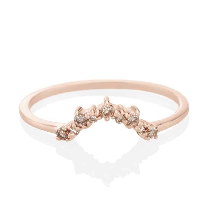 Vale Jewelry Chantilly Ring with Champagne Diamonds in 14 Karat Rose Gold Front View