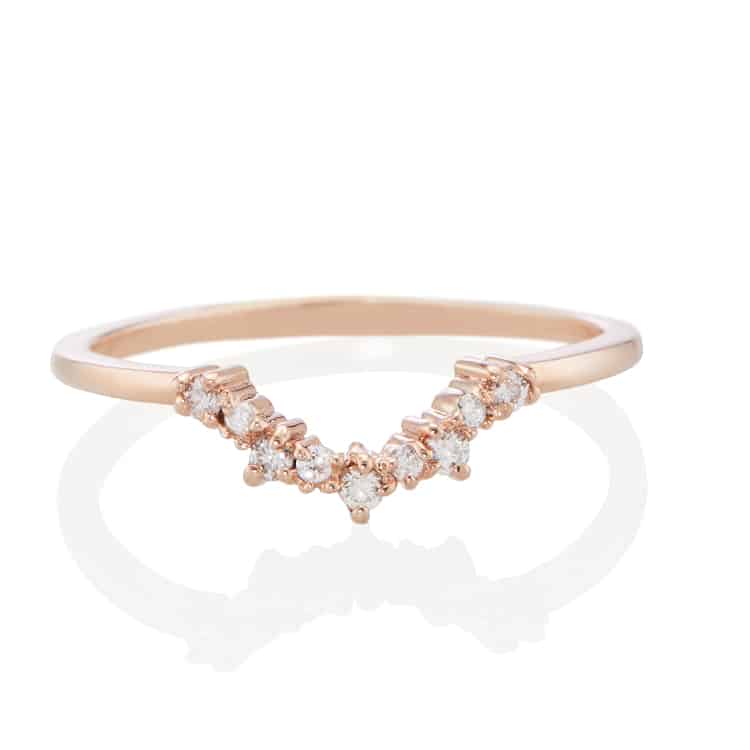 Vale Jewelry Chantilly Ring with White Diamonds in 14 Karat Rose Gold Bottom Front View