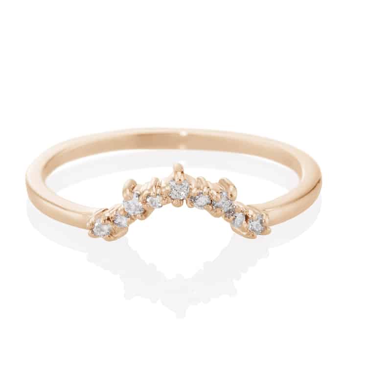 Vale Jewelry Chantilly Ring with White Diamonds in 14 Karat Yellow Gold Front View