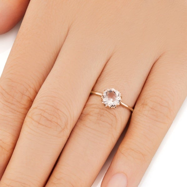 Vale Jewelry Desert Flower Ring with Morganite in 14 Karat Rose Gold Hand View