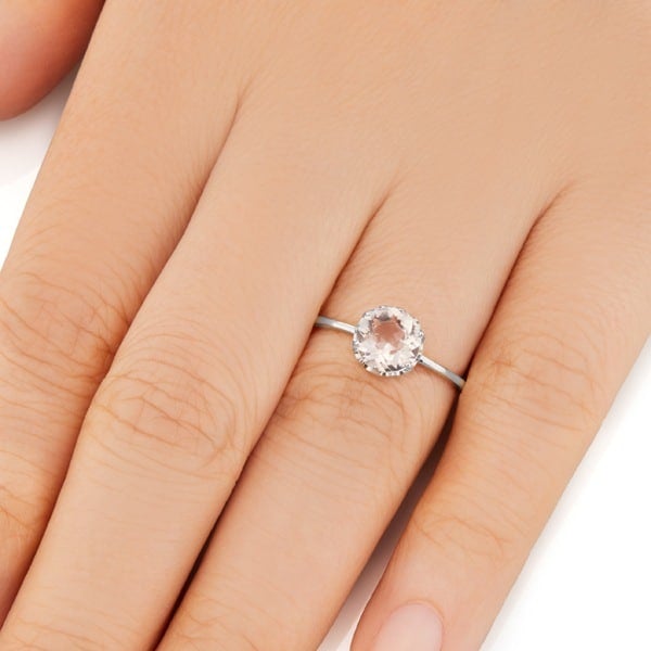 Vale Jewelry Desert Flower Ring with Morganite in 14 Karat White Gold Hand View