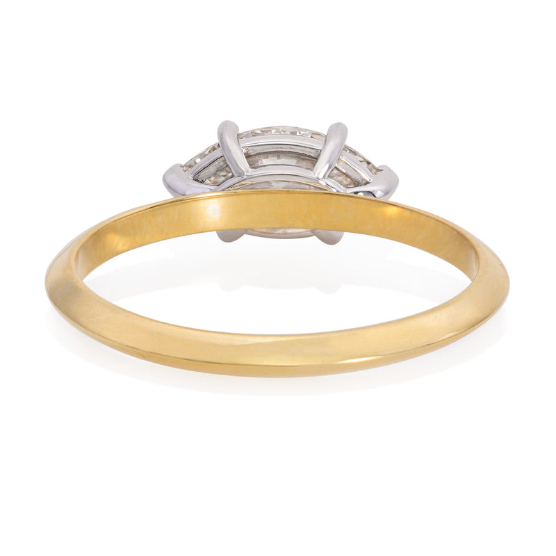 Vale Jewelry East-West Marquise Diamond Ring in 18K Yellow and 18K White Mixed Gold Back View