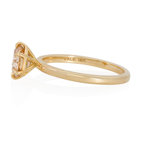 Vale Jewelry Gabrielle Champagne Diamond Solitaire Ring Yellow Gold Side View