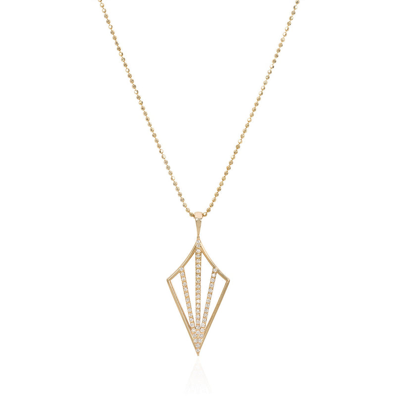 Vale Jewelry Golden Hour Necklace with White Diamond Pave on Faceted Bead Chain in 14 Karat Yellow Gold Close Up