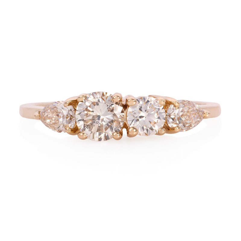 Vale Jewelry Harmony Ring with Champagne Diamonds Rose Gold Front View