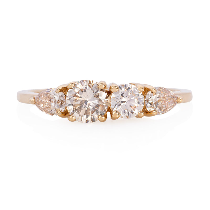 Vale Jewelry Harmony Ring with Champagne Diamonds Yellow Gold Front View