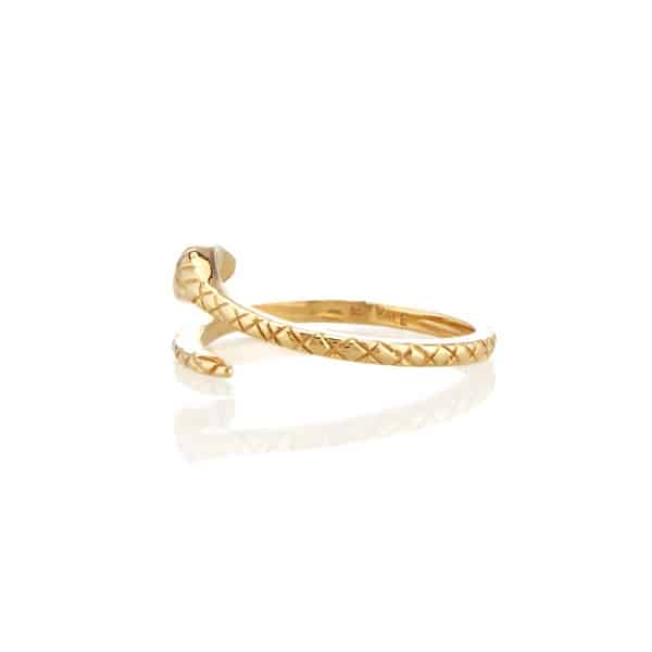 Vale Jewelry Kaa Serpent Ring in 14 Karat Yellow Gold Side View