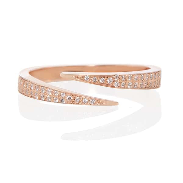 Vale Jewelry Lazarus Ring with White Diamond Pave in 14 Karat Rose Gold Front View