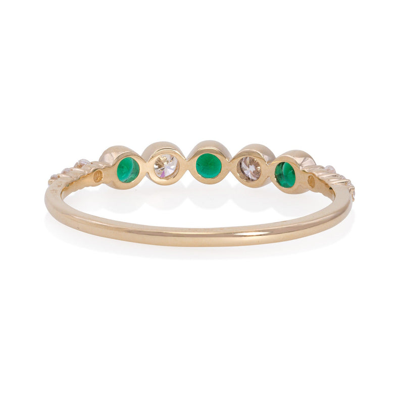 Vale Jewelry Leila Ring with Emeralds and White Diamonds in 14 Karat Yellow Gold Back View