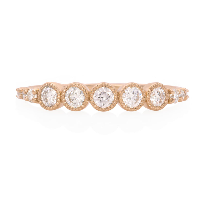 Vale Jewelry Leila Ring with White Diamonds Rose Gold Front View