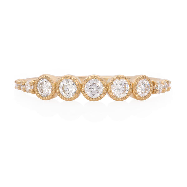 Vale Jewelry Leila Ring with White Diamonds Yellow Gold Front View