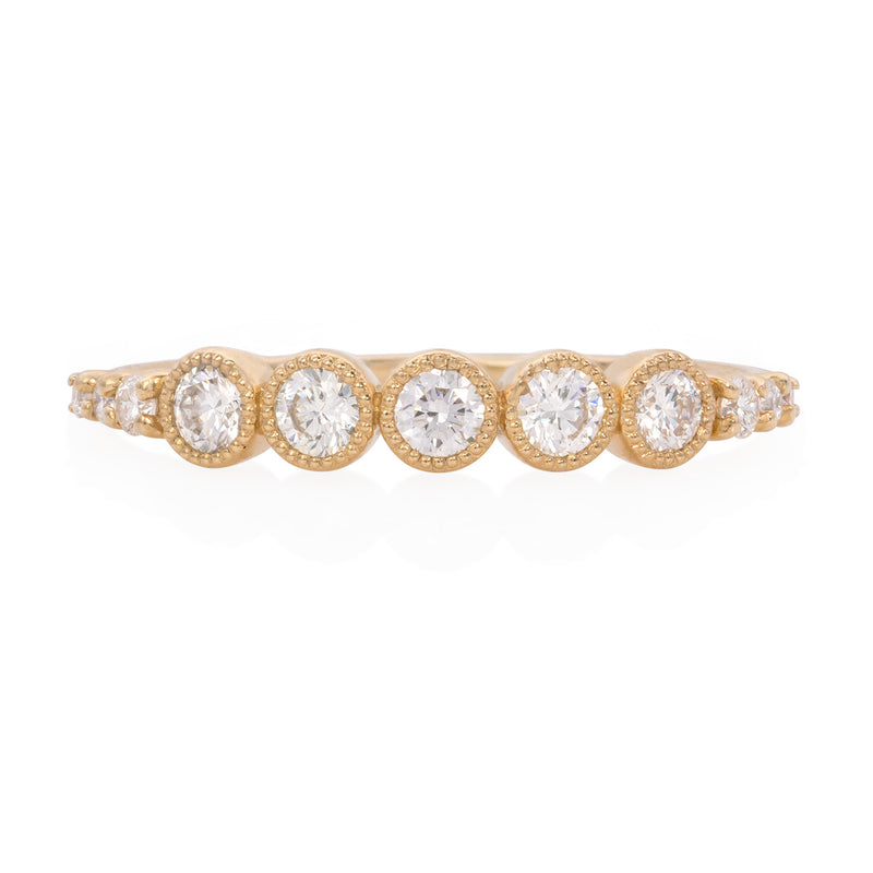 Vale Jewelry Leila Ring with White Diamonds Yellow Gold Front View