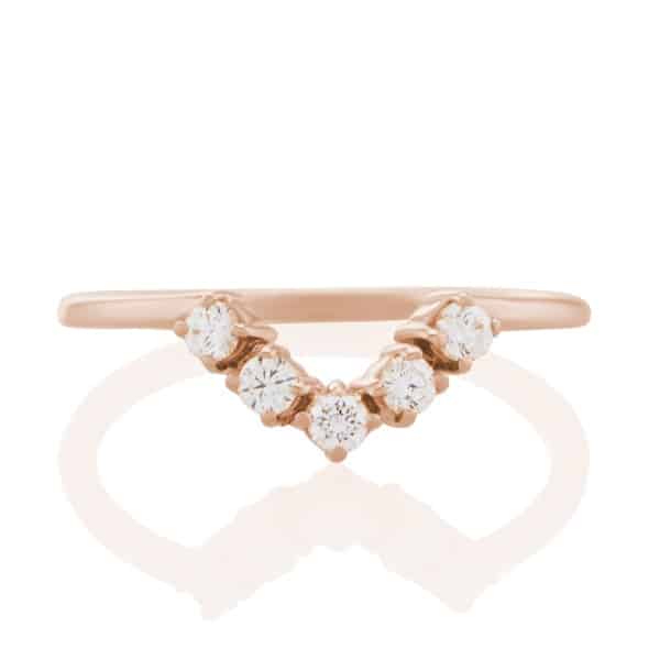 Vale Jewelry Livia Ring with White Diamonds in 14 Karat Rose Gold Bottom View