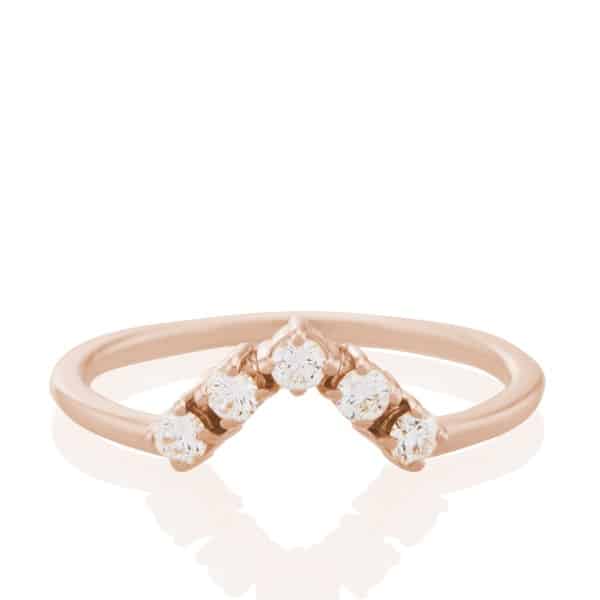 Vale Jewelry Livia Ring with White Diamonds in 14 Karat Rose Gold Top View