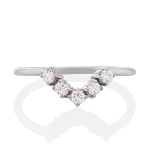 Vale Jewelry Livia Ring with White Diamonds in 14 Karat White Gold Bottom View