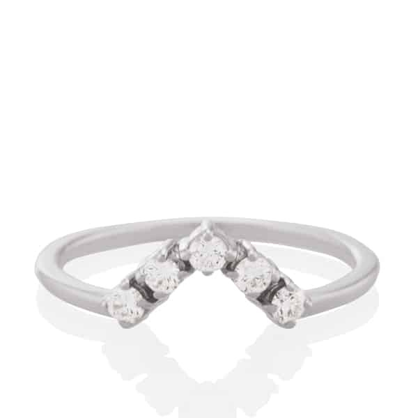 Vale Jewelry Livia Ring with White Diamonds in 14 Karat White Gold Top View