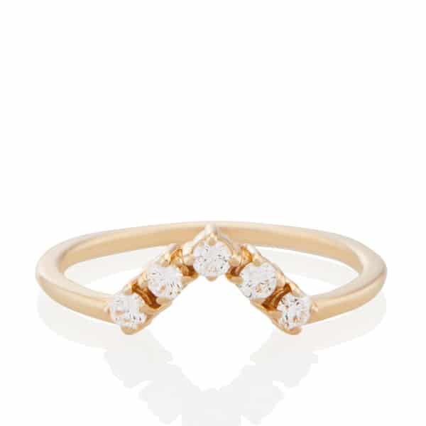 Vale Jewelry Livia Ring with White Diamonds in 14 Karat Yellow Gold Top View