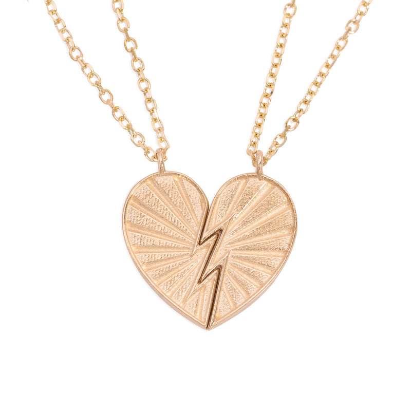 Vale Jewelry Love You To Pieces Full Heart Necklace on Diamond Cut Cable Chain in 14 Karat Rose Gold Close Up