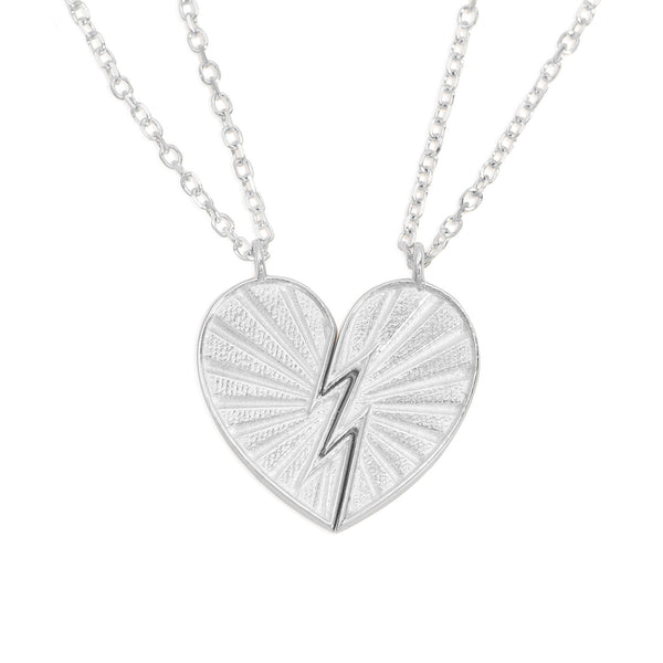 Vale Jewelry Love You To Pieces Full Heart Necklace on Diamond Cut Cable Chain in 14 Karat White Gold Close Up